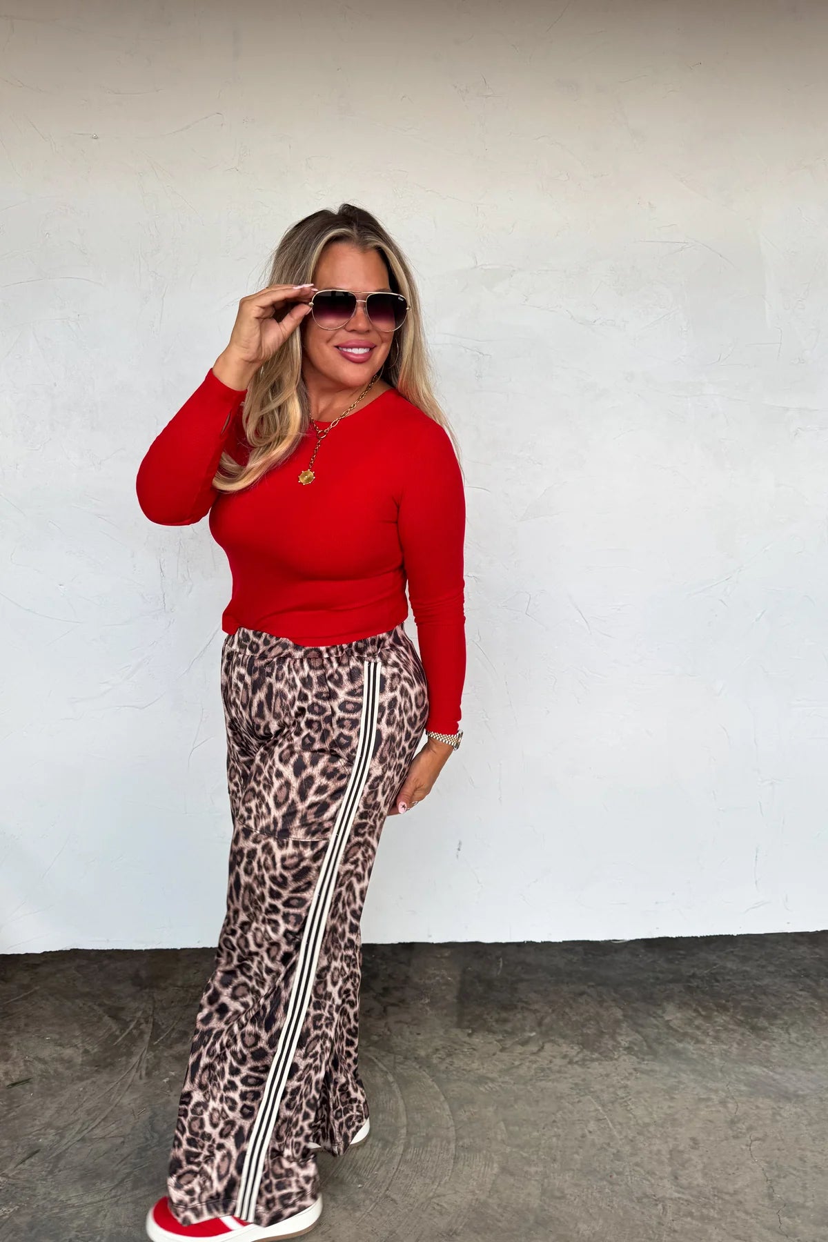 PREORDER- HADDIE SILKY CHEETAH WIDE LEG PANTS