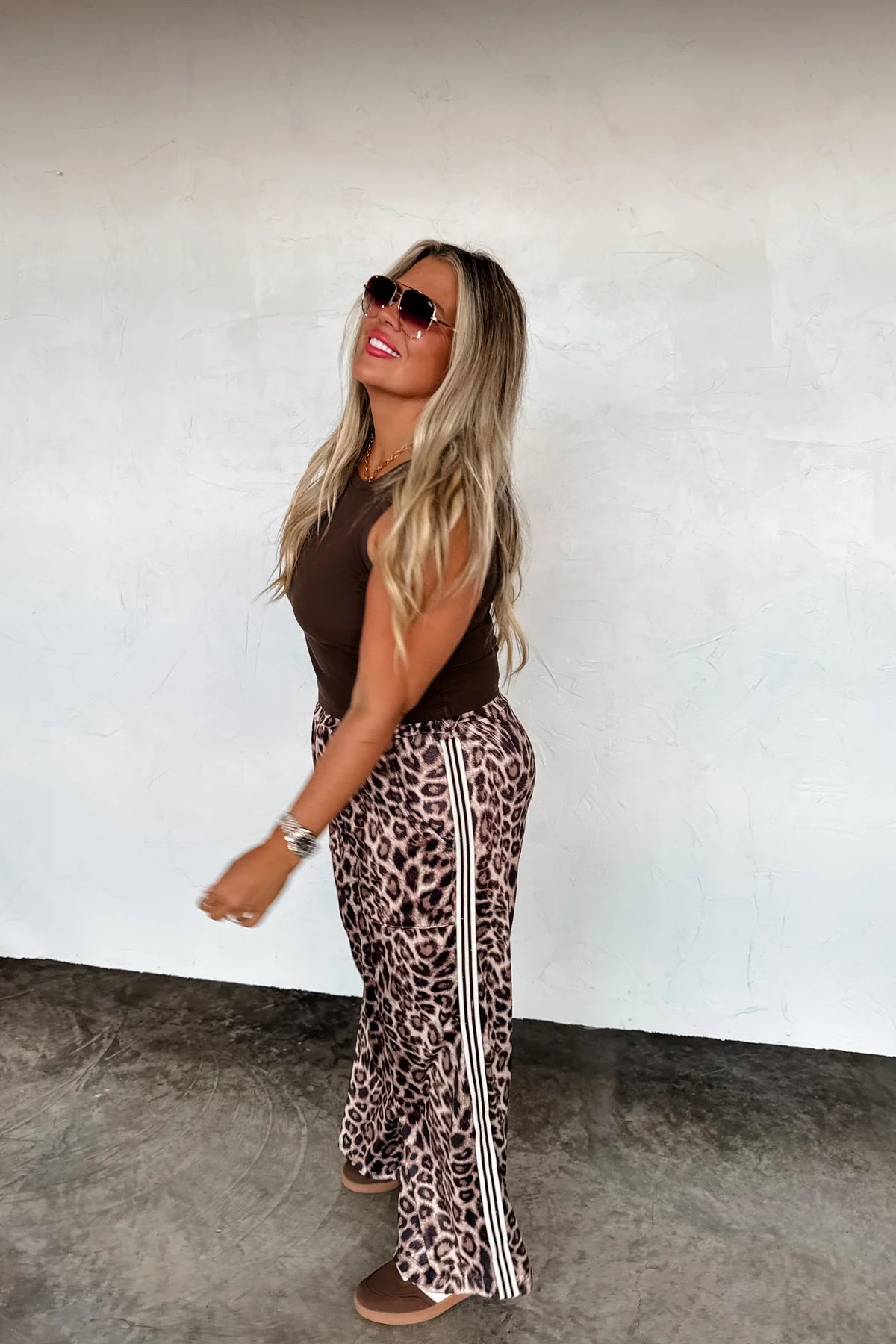 PREORDER- HADDIE SILKY CHEETAH WIDE LEG PANTS