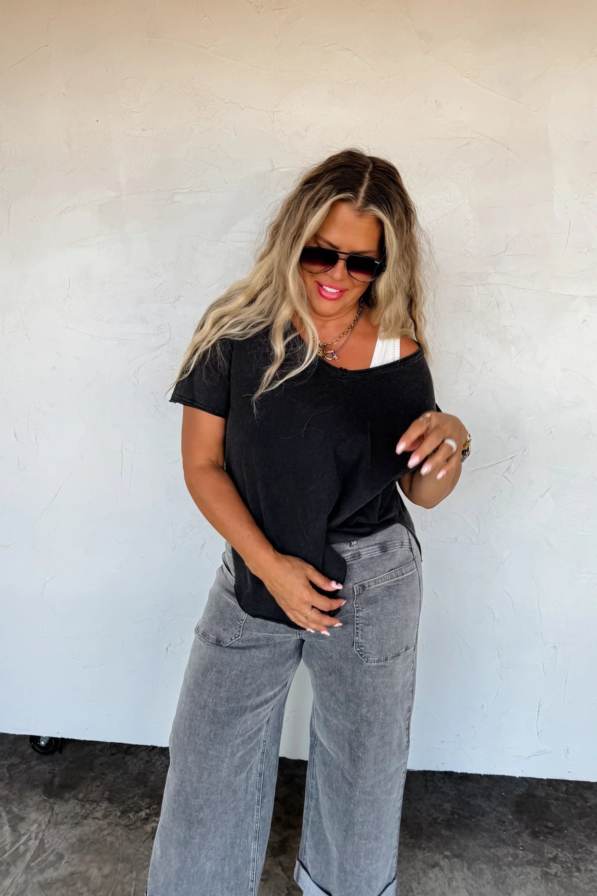 PREORDER- JOEY VNECK WASHED COTTON BOYFRIEND TEE