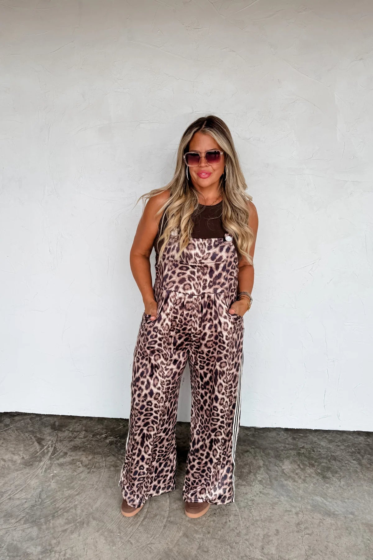 PREORDER- KARLI SILKY CHEETAH OVERALLS