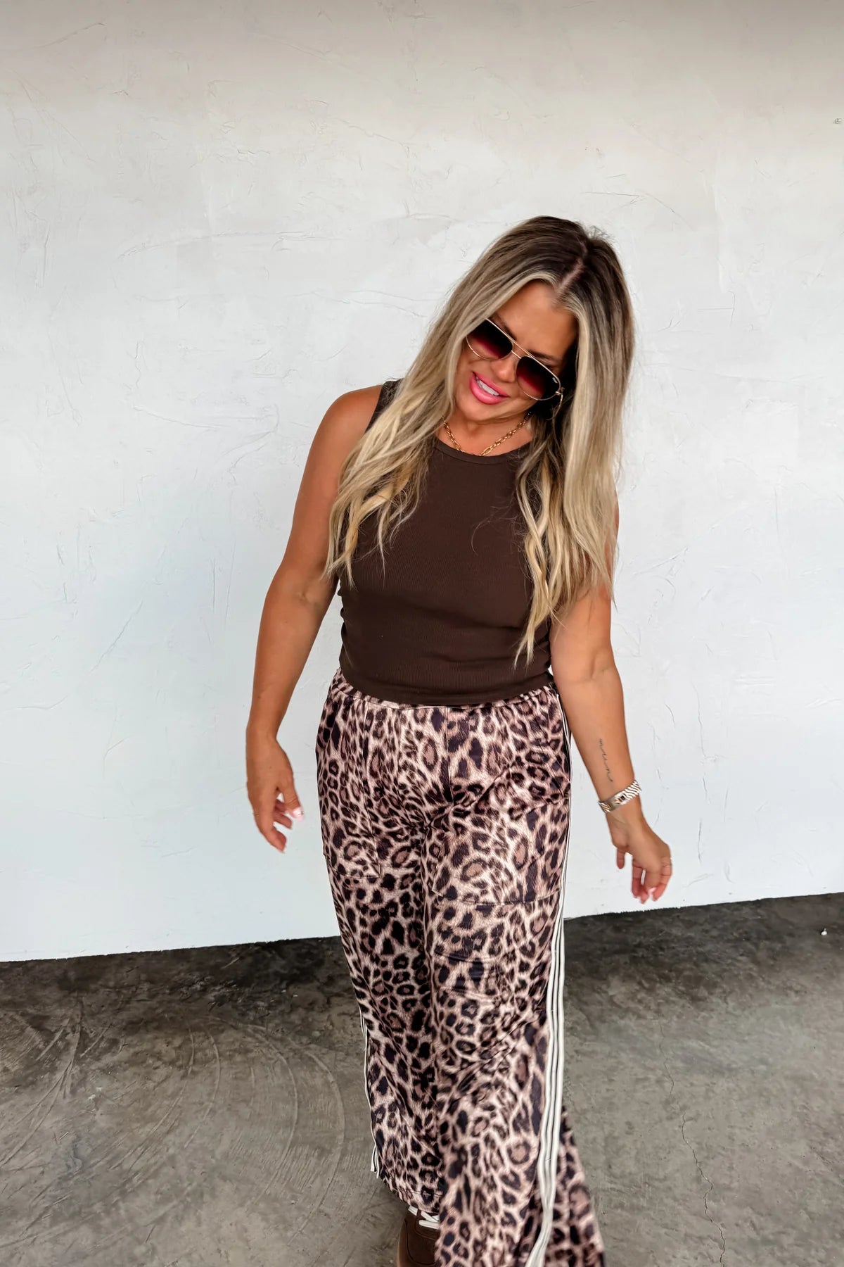 PREORDER- HADDIE SILKY CHEETAH WIDE LEG PANTS
