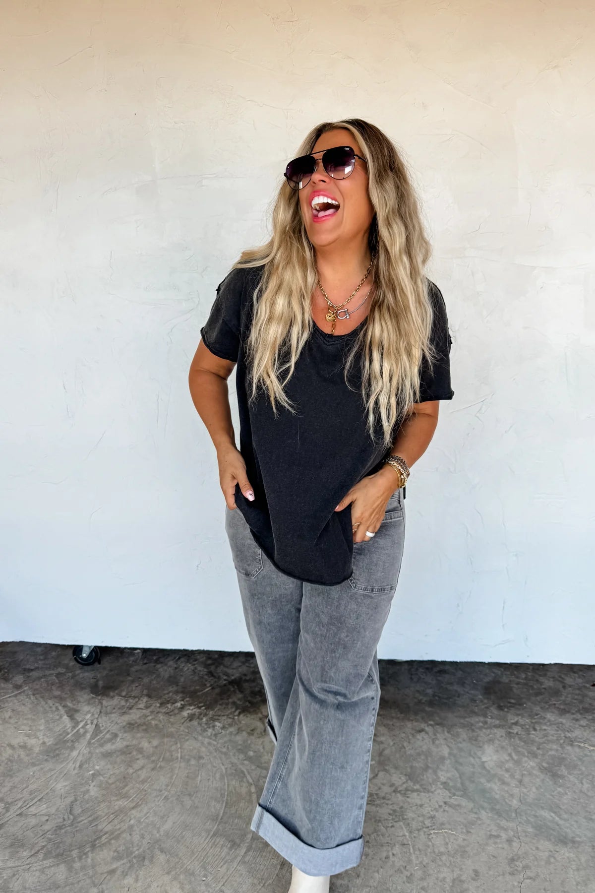 PREORDER- JOEY VNECK WASHED COTTON BOYFRIEND TEE