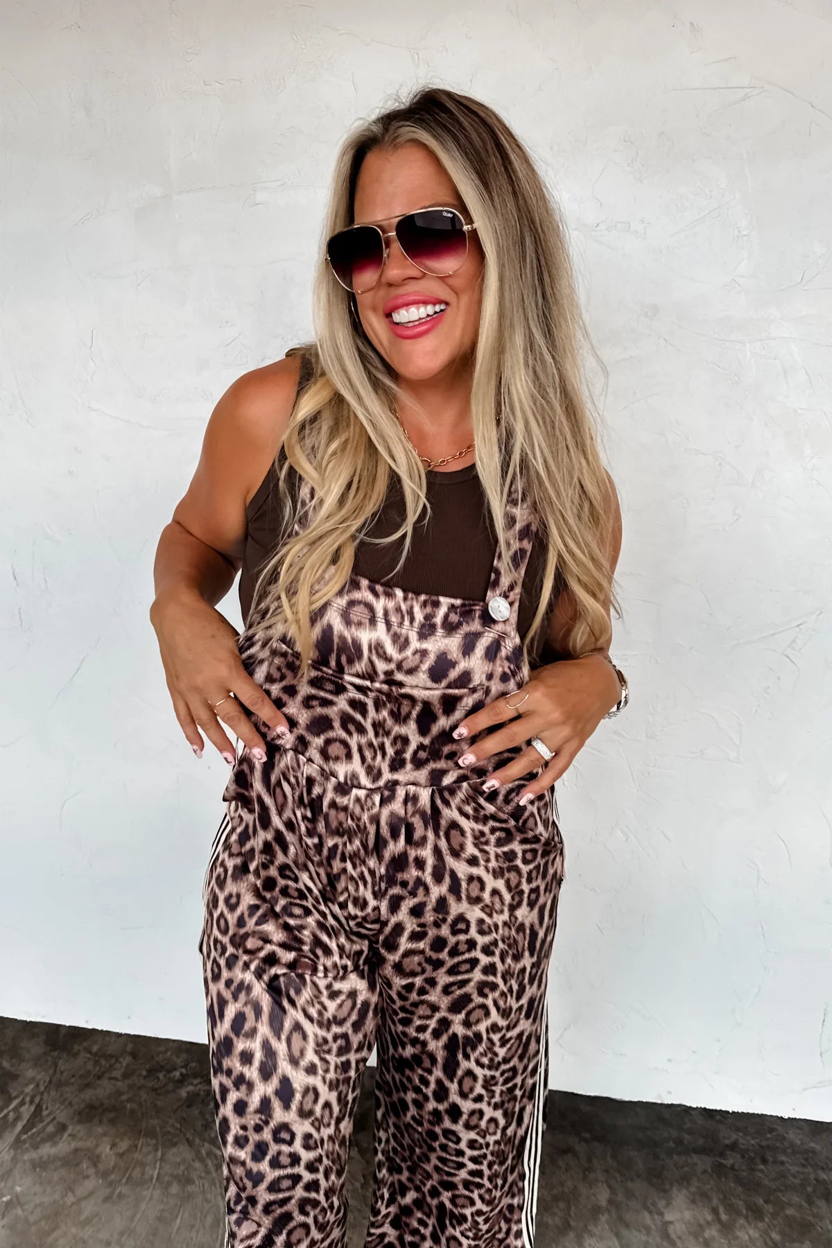 PREORDER- KARLI SILKY CHEETAH OVERALLS