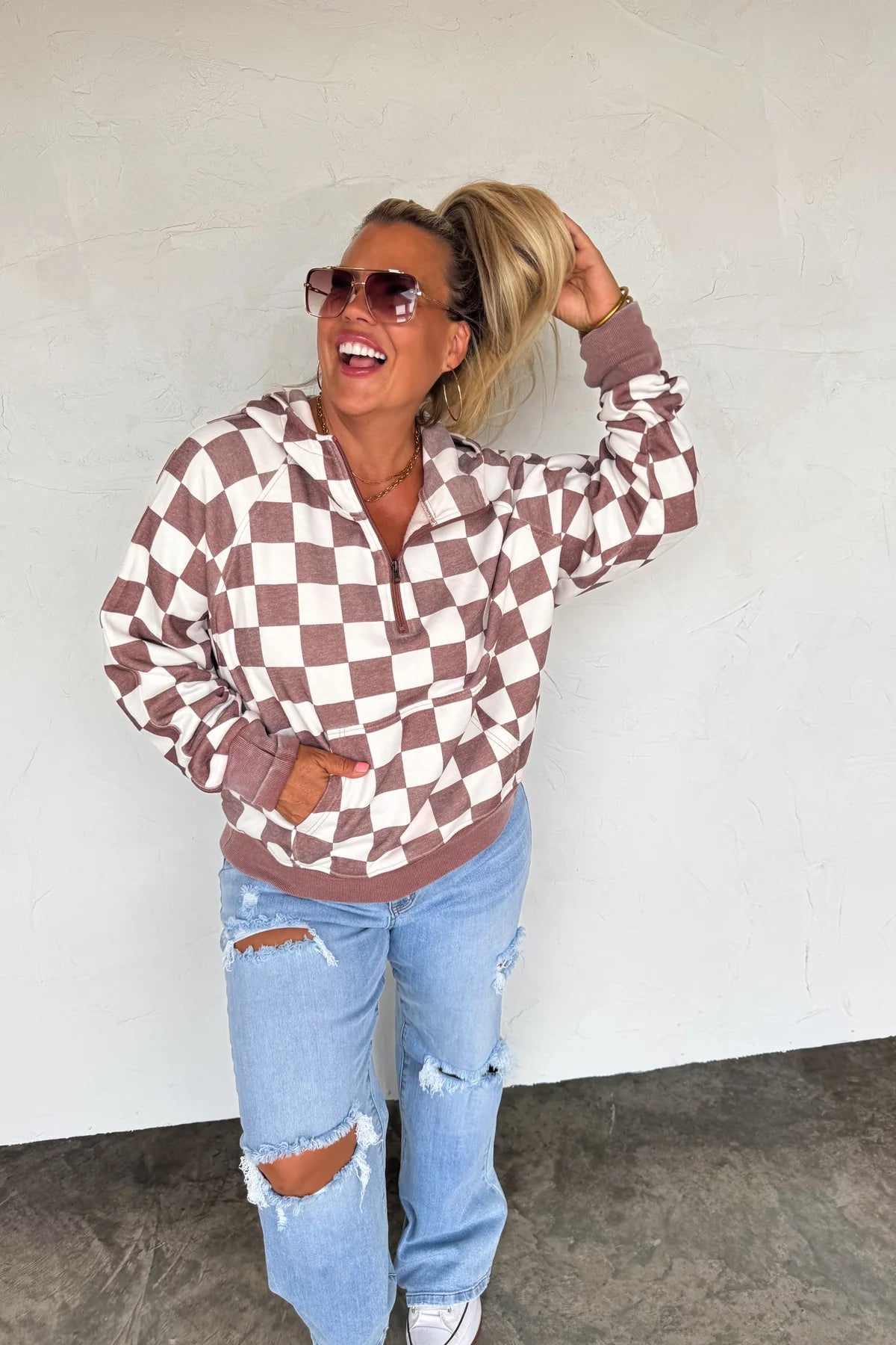 PREORDER- CAMO & CHECKER EASY DOES IT PULLOVER