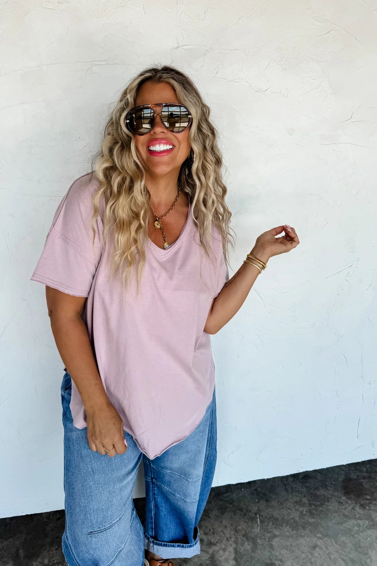 PREORDER- JOEY VNECK WASHED COTTON BOYFRIEND TEE
