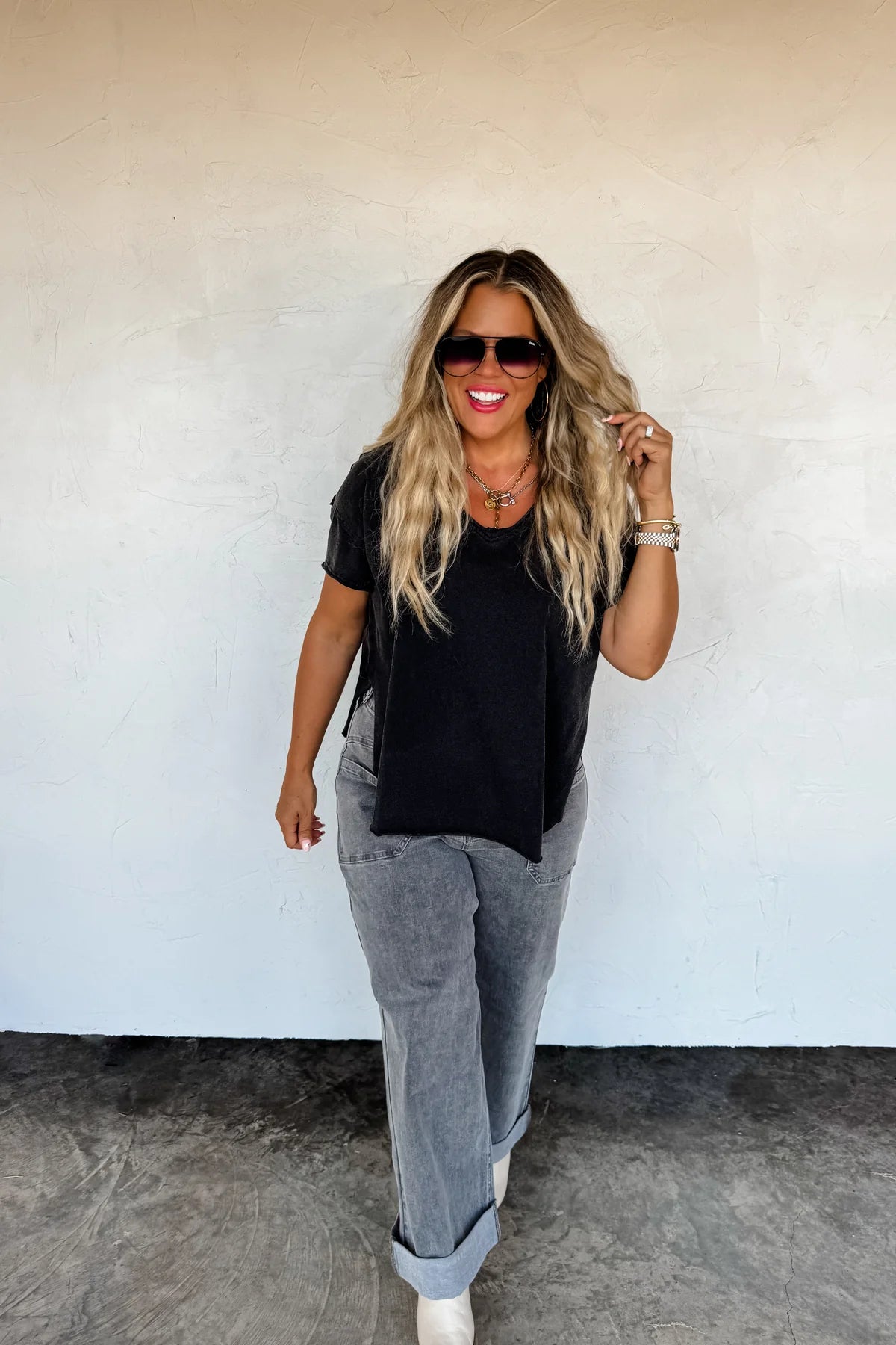 PREORDER- JOEY VNECK WASHED COTTON BOYFRIEND TEE