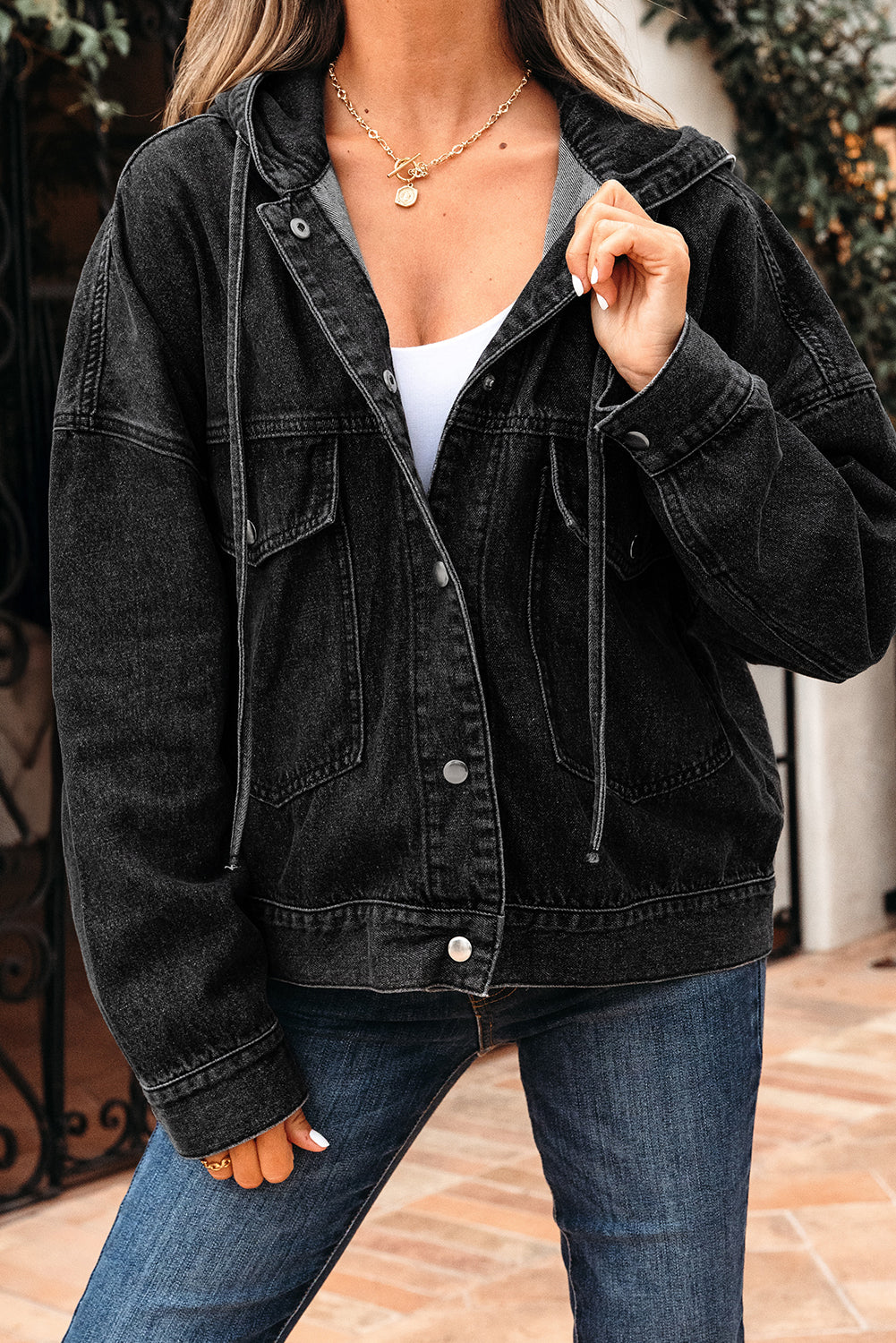 Black Denim Hooded Jacket September.