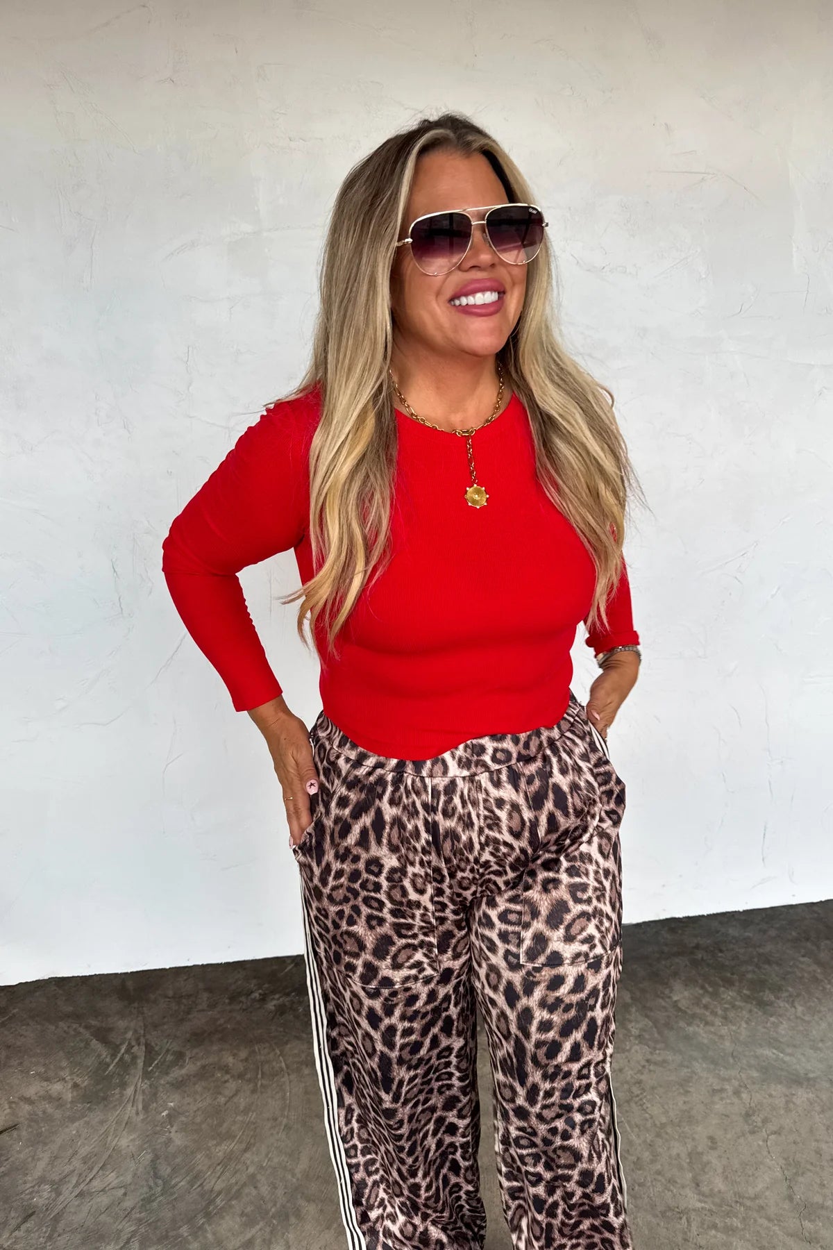 PREORDER- HADDIE SILKY CHEETAH WIDE LEG PANTS