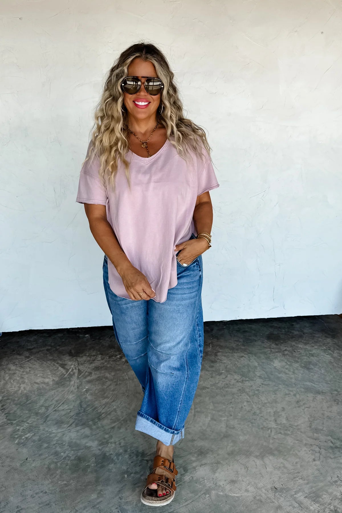 PREORDER- JOEY VNECK WASHED COTTON BOYFRIEND TEE