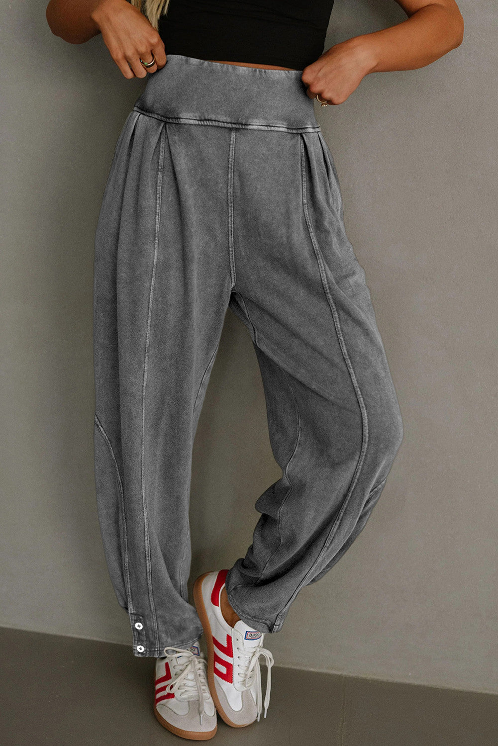 Grey Mineral Wash Joggers October.