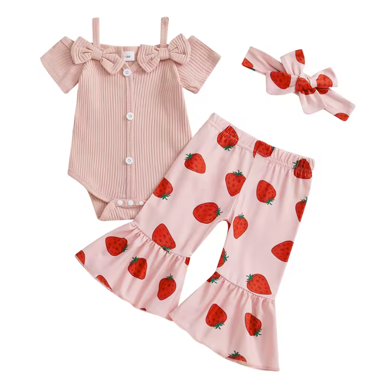 Strawberry Button Cold Shoulder Bell Set