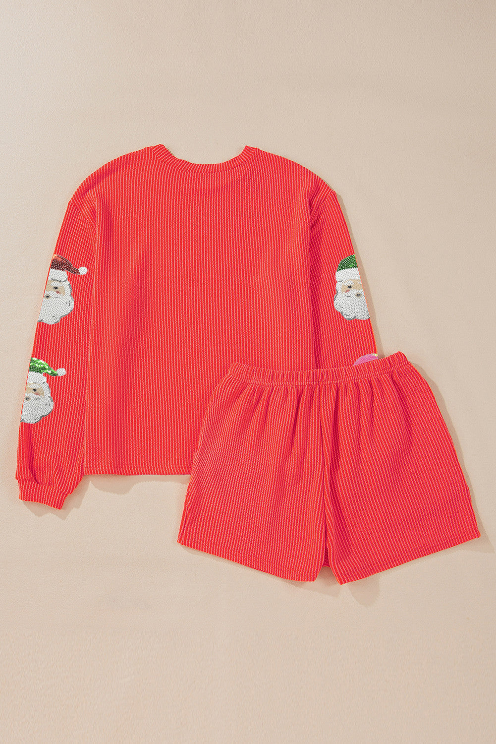 Red Christmas Sequin Ribbed Set RTS