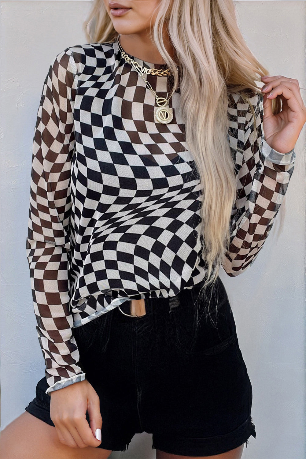Checkered Mesh Top FB