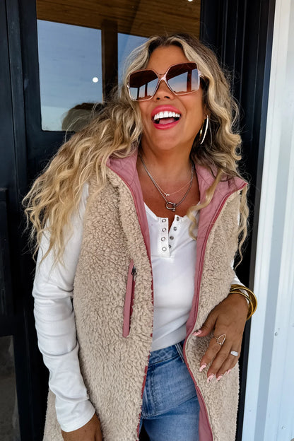 PREORDER- REVERSIBLE SHERPA PUFFER VEST