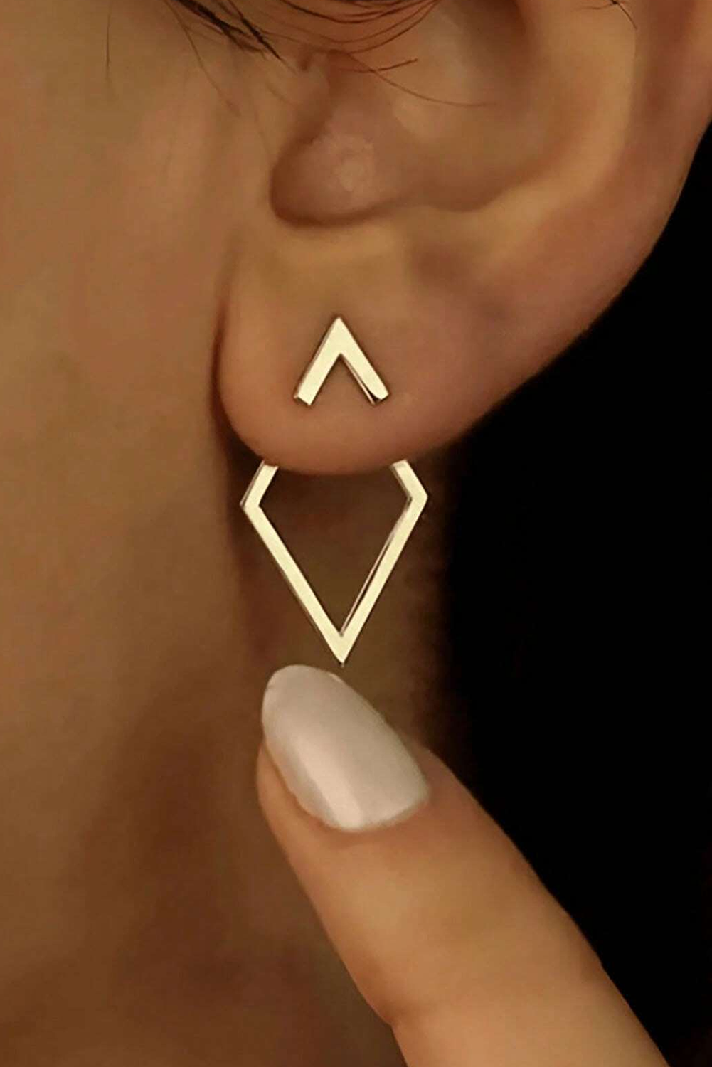 Gold Rhombus Shaped Stud Earrings FB
