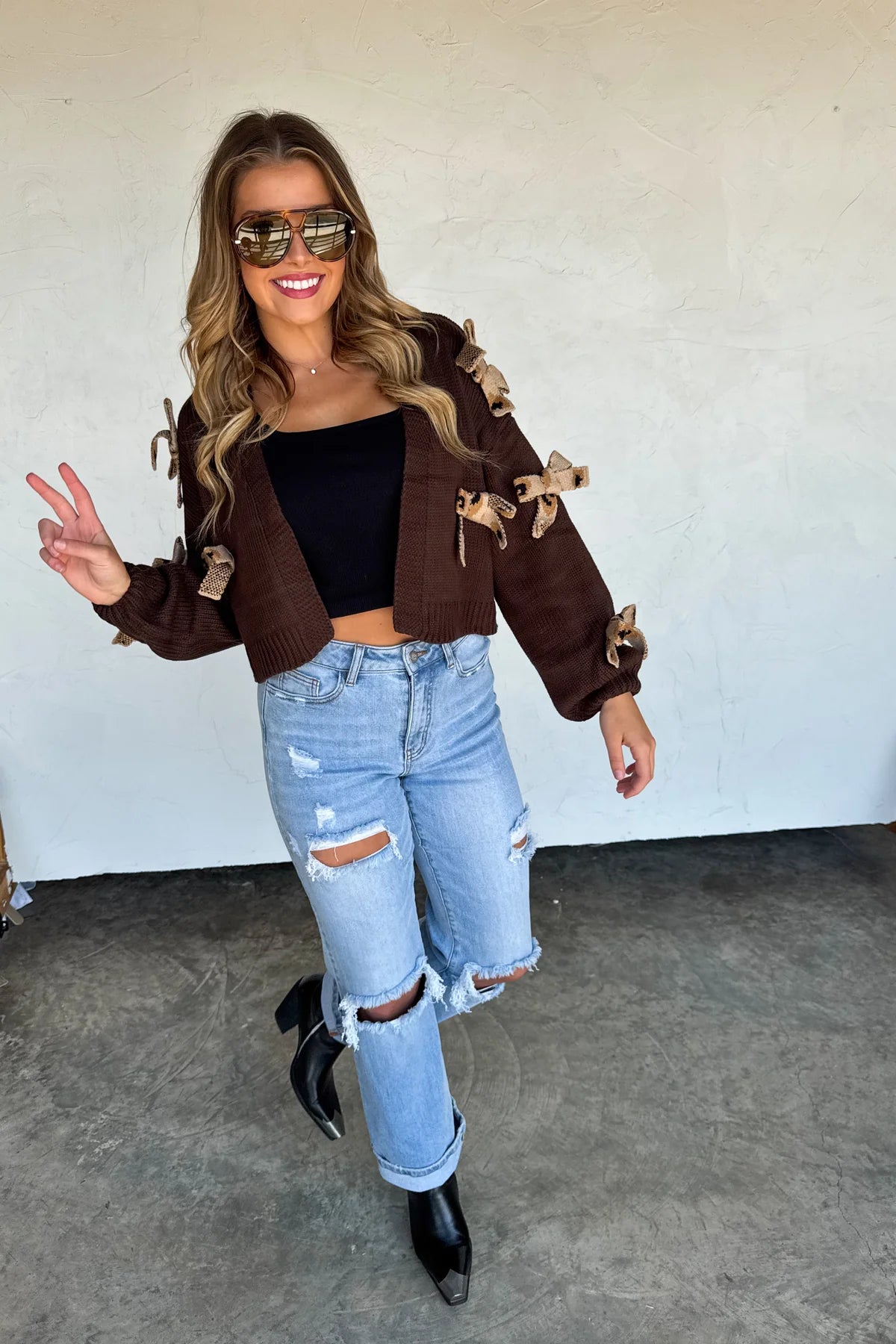 PREORDER- SLOANE BOW KNIT CARDIGAN