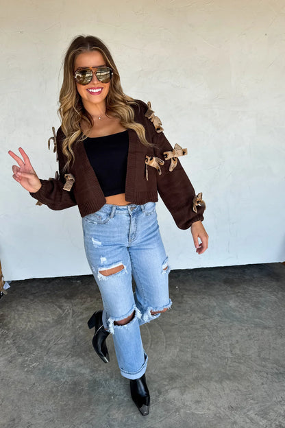 PREORDER- SLOANE BOW KNIT CARDIGAN