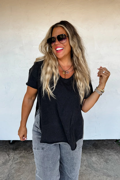 PREORDER- JOEY VNECK WASHED COTTON BOYFRIEND TEE