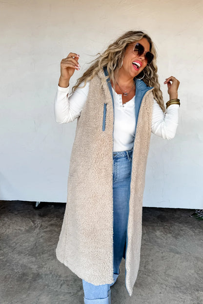 PREORDER- REVERSIBLE SHERPA PUFFER VEST