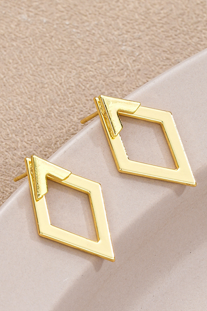 Gold Rhombus Shaped Stud Earrings FB
