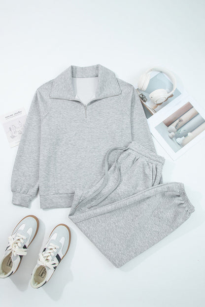 Zip Collar Drawstring Pants Set *two colors* LT