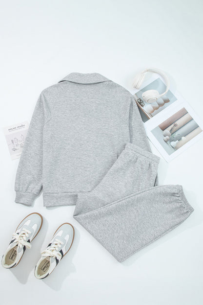 Zip Collar Drawstring Pants Set *two colors* LT