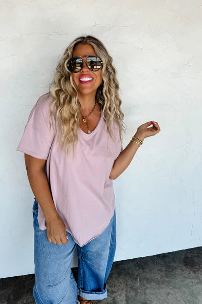 PREORDER- JOEY VNECK WASHED COTTON BOYFRIEND TEE