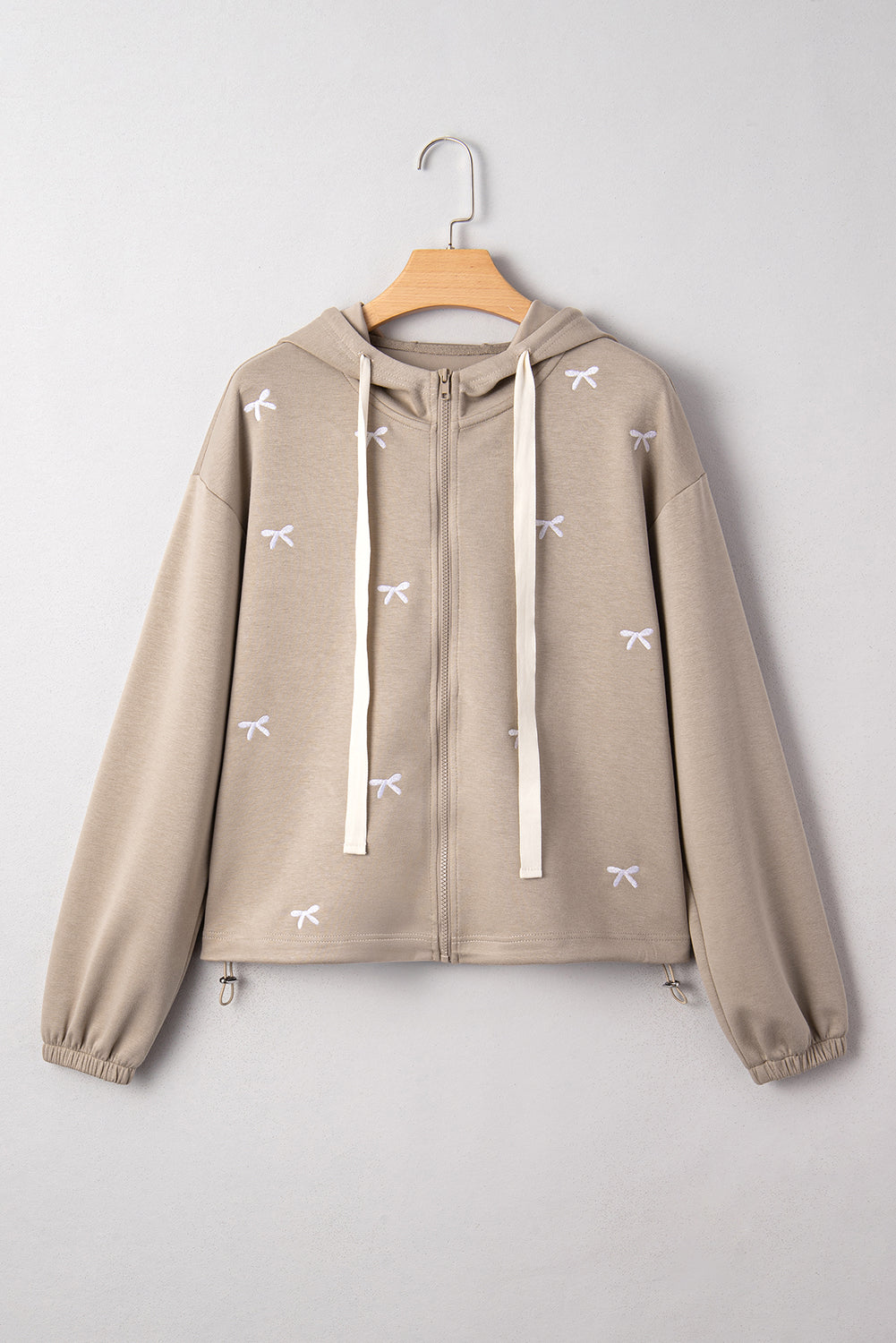 Beige Bow Embroidered Hoodie September.