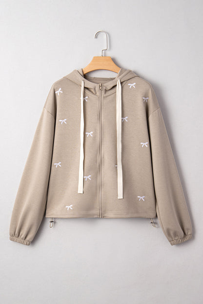 Beige Bow Embroidered Hoodie September.
