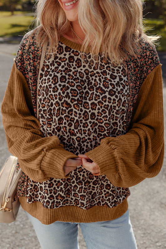 Brown Leopard Floral Pullover September.