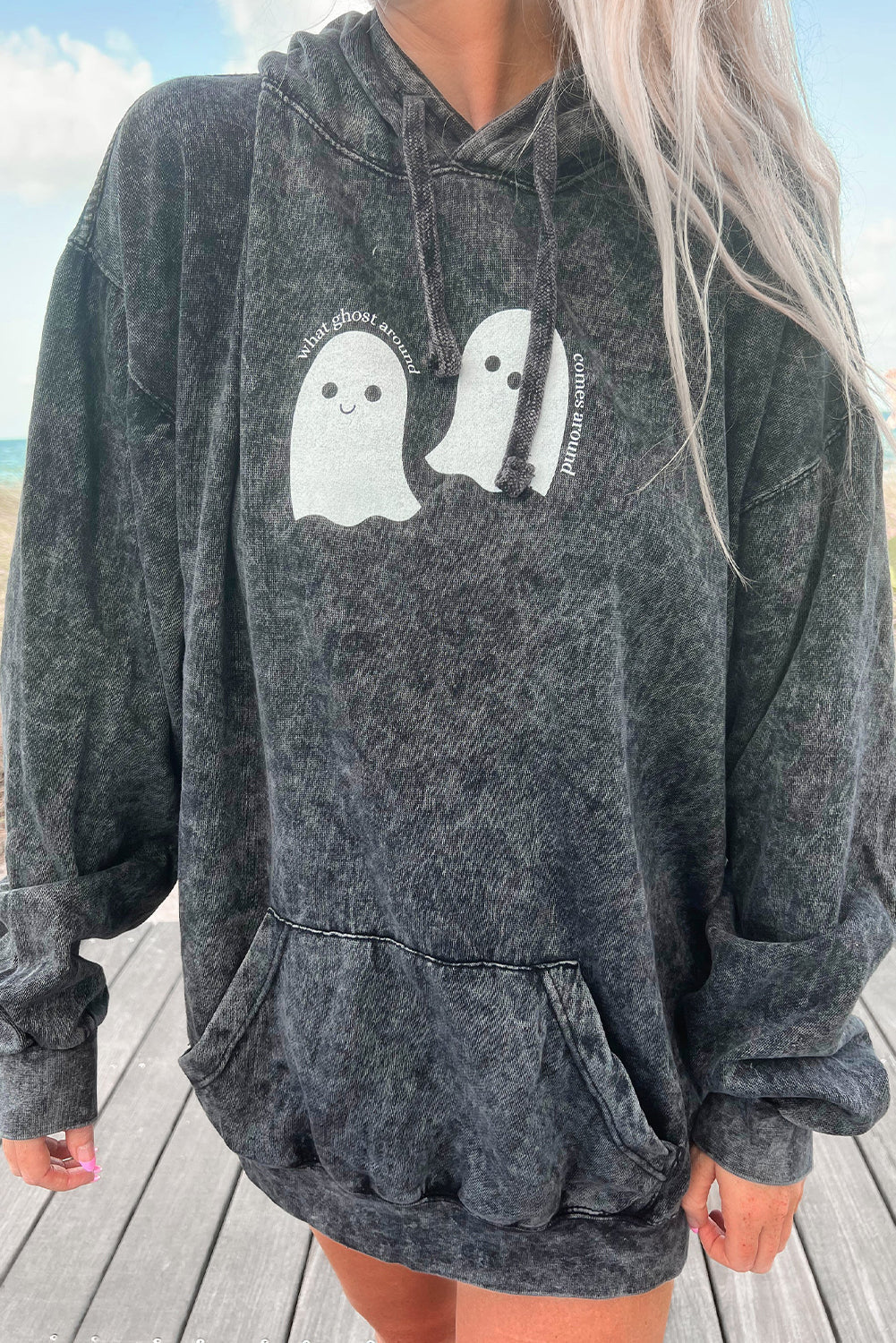 Grey Mineral Wash Ghost Hoodie RTS