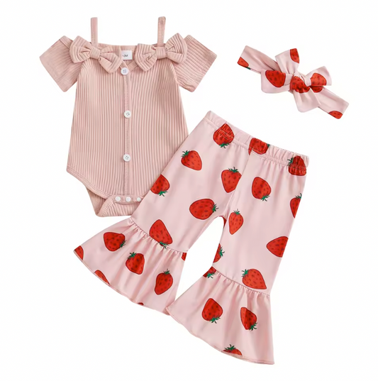 Strawberry Button Cold Shoulder Bell Set